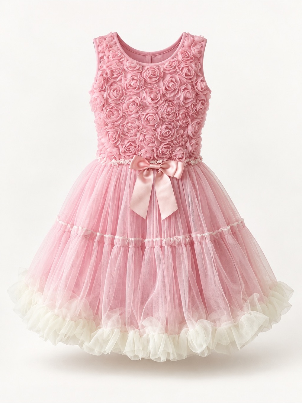 Popatu Pink Rosette Tulle Dress